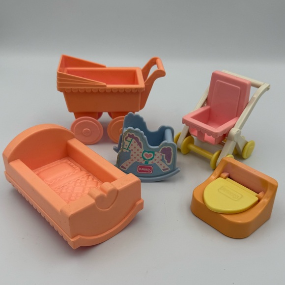 Vintage‎ Playskool Dollhouse Nursery Furniture 90s Fisher-Price LOT - Picture 1 of 16